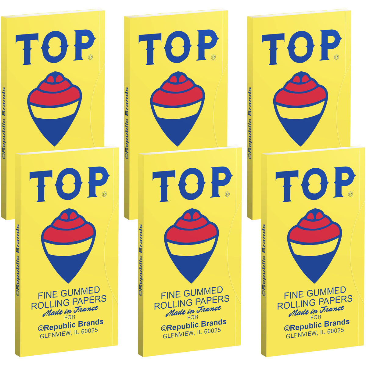 TOP Rolling Papers, 6 Pack Bundle, 600 Cigarette Paper Leaves Total