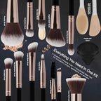 Black Makeup Brushes Set 14 Pcs Professional, Premium Synthetic Foundation Makeup Brush Concealer Powder Blush Eyeshadow Brushes with 2 Powder Puff & Dual-ended Mask Applicator.Gifts for Girls