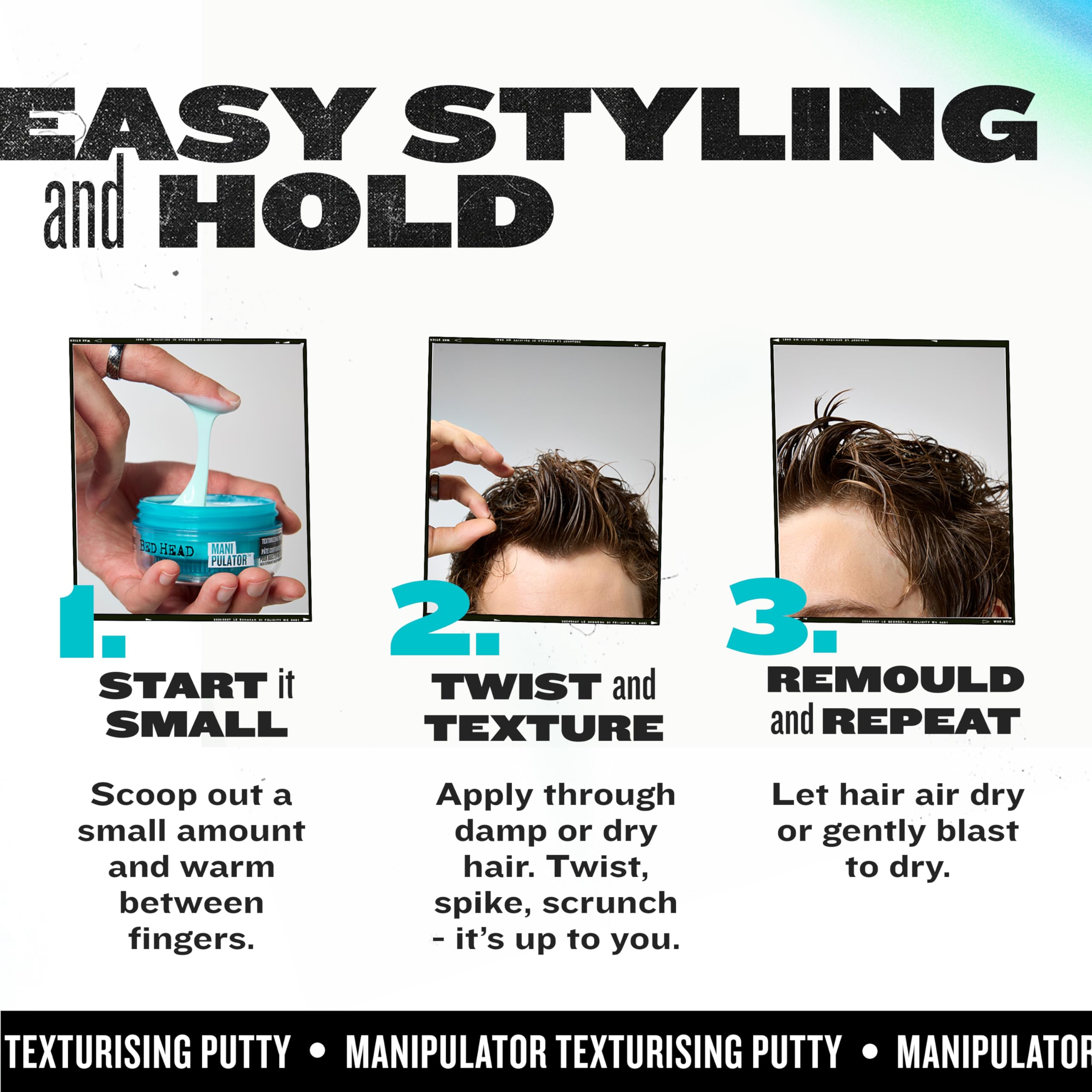 TIGI Bed Head Manipulator Texturizing Putty, Firm Hold Styling Putty for Short to Medium Hair, 2.01 oz