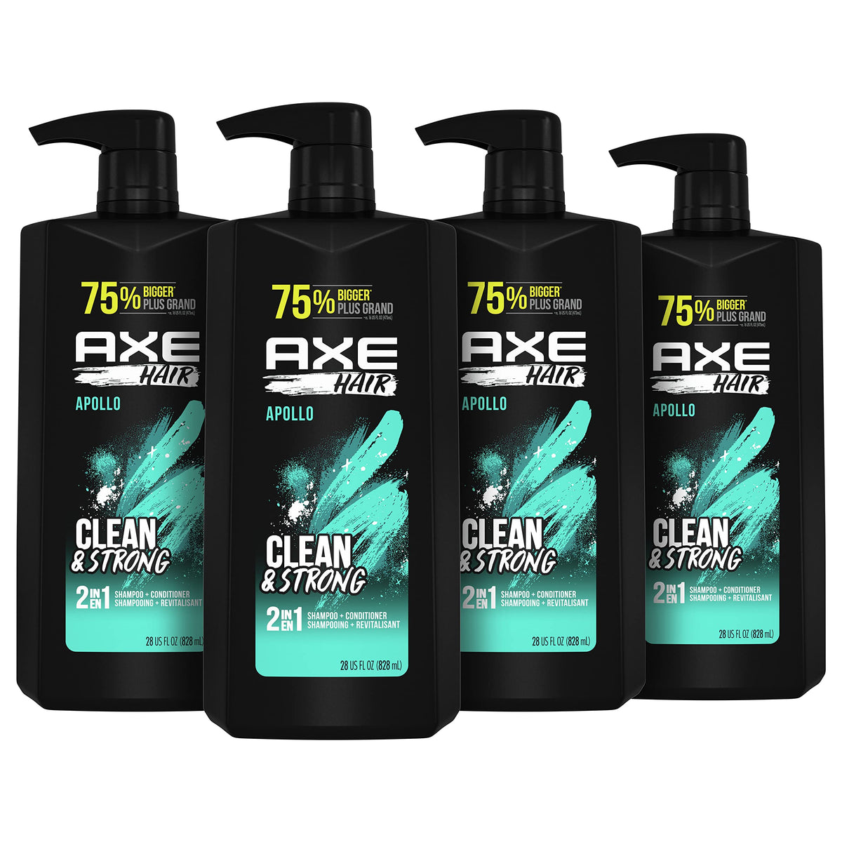 AXE 2-in-1 Shampoo & Conditioner Apollo Wash & Care 28 oz 4 Count