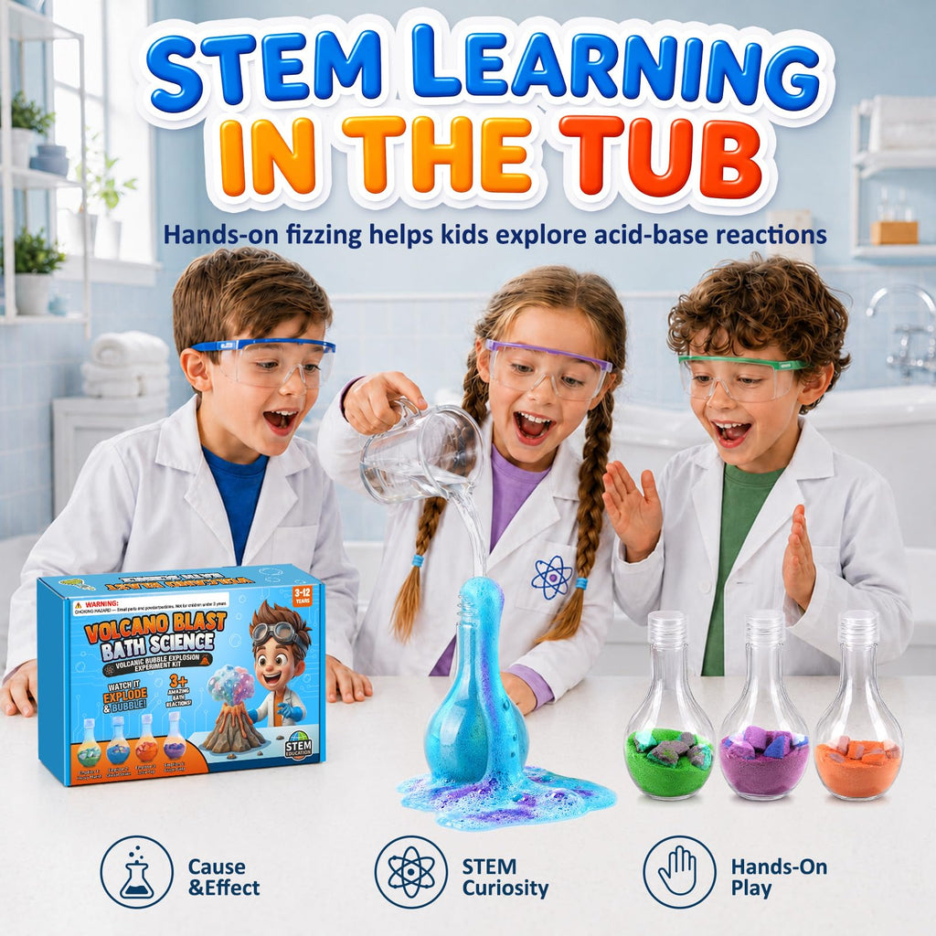 Bubble Bath Potion Kit for Kids, 4Pcs Fizzing Bath Bombs with Colorful Foam