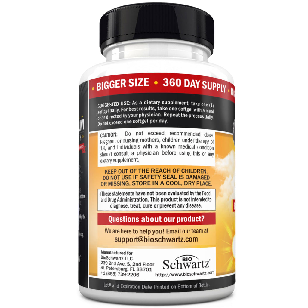 Vitamin D3 5000 IU (125 mcg) Supplement, 360 Softgels