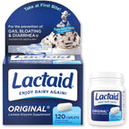 Buy now Lactaid Original Strength Lactose Intolerance Pills, 9000 FCC Natural Lactase Enzyme Dairy Relief Caplets, Helps Prevent Gas, Bloating & Diarrhea Due to Lactose Sensitivity in Adults & Kids, 120 Count at indiglob india