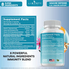 Liberty Lifestyle 8 in 1 Immune Supplement with Echinacea, Vitamin C and Zinc 50mg, Vitamin D 5000 IU, Turmeric Curcumin & Ginger, B6, Elderberry 180 Count (Pack of 3)