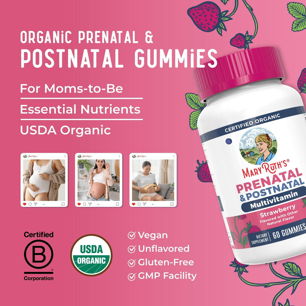 MARYRUTH'S Organic Prenatal Vitamins for Women Gummies, 30 Servings | 30 servings