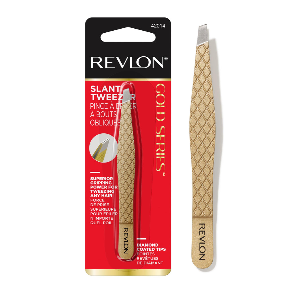 Buy now Revlon Gold Series Slanted Tip Tweezers, Ultra-Sharp for Precision Eyebrow Shaping and Facial Hair Removal, Diamond and Titanium-Coated for Durability, 1 Count at indiglob india