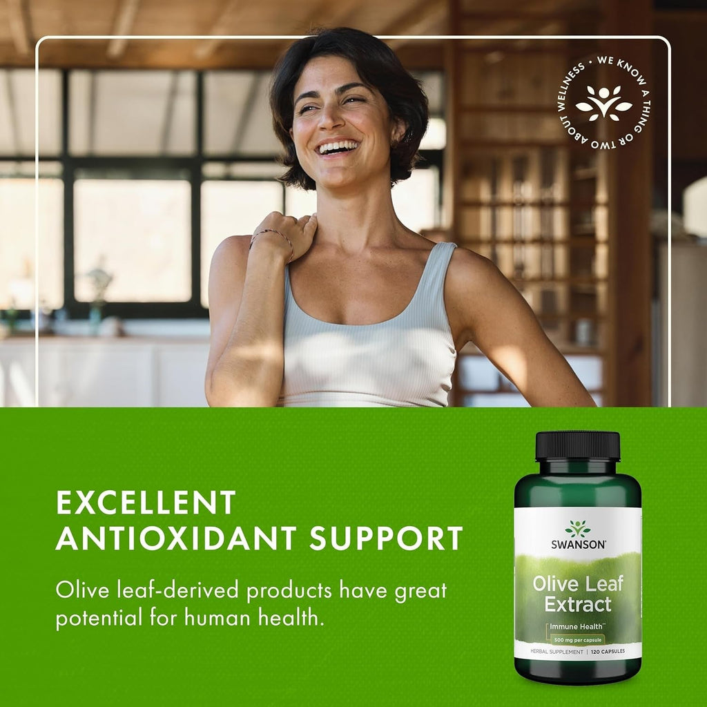 Buy now Swanson Olive Leaf Extract Capsules with 20% Oleuropein - Provides Immune Support, Promotes Cardiovascular System Health, and Supports Healthy Blood Pressure - (120 Capsules, 500mg Each) at indiglob india