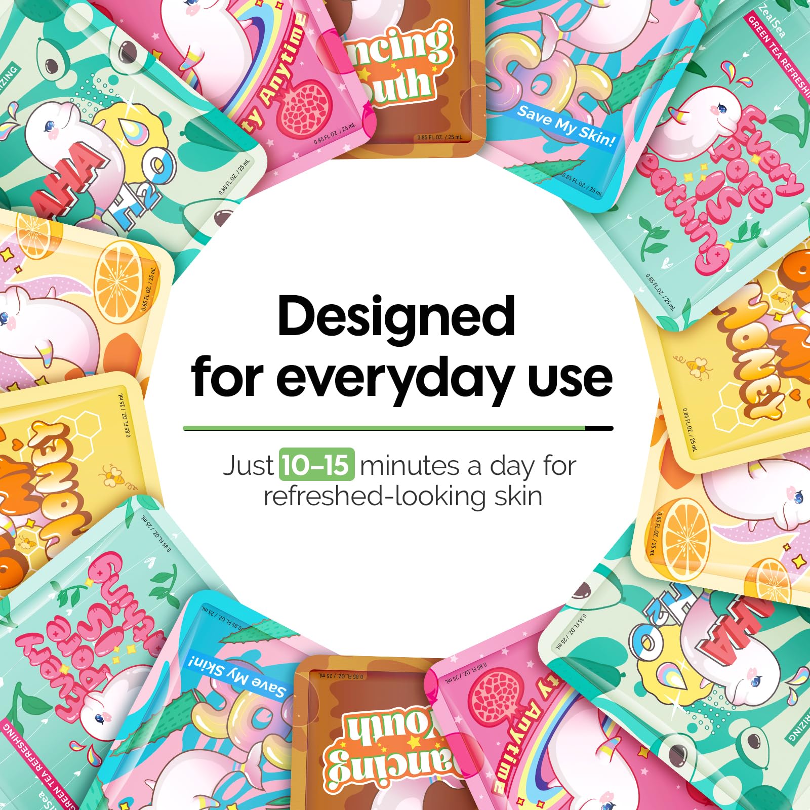 ZealSea Face Mask Skincare Facial Sheet Mask Spa Gifts for Kids Girls Women | 7Days Variety Self Care Set, Deep Hydrating & Glow, Gentle on All Skin Types, Fun Sleepover Slumber Party for Teens, Birthday