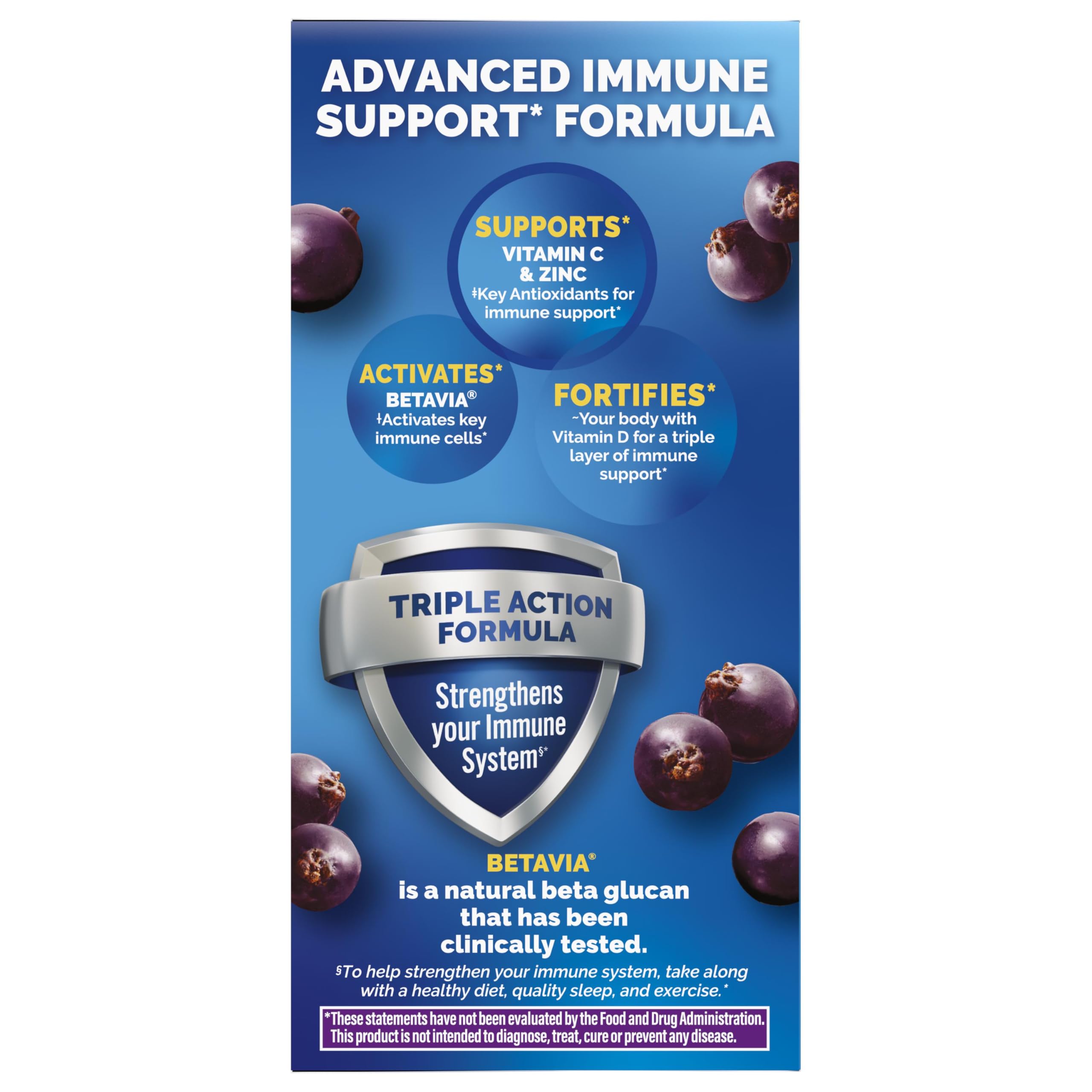Emergen-C Immune+ Triple Action Immune Support Powder, Elderberry, 18 ct
