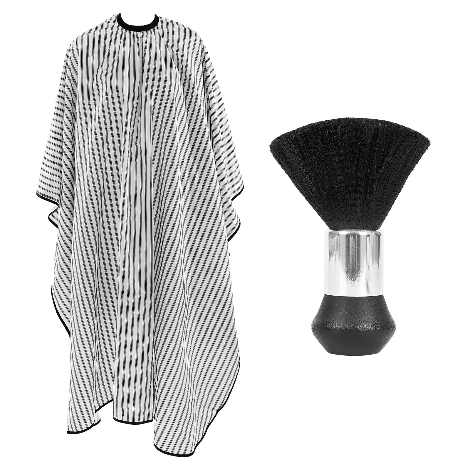 Professional Hair Cutting Cape with Neck Duster Brush, Large Size Salon Barber Cape for Men, Women and Kids(Black)