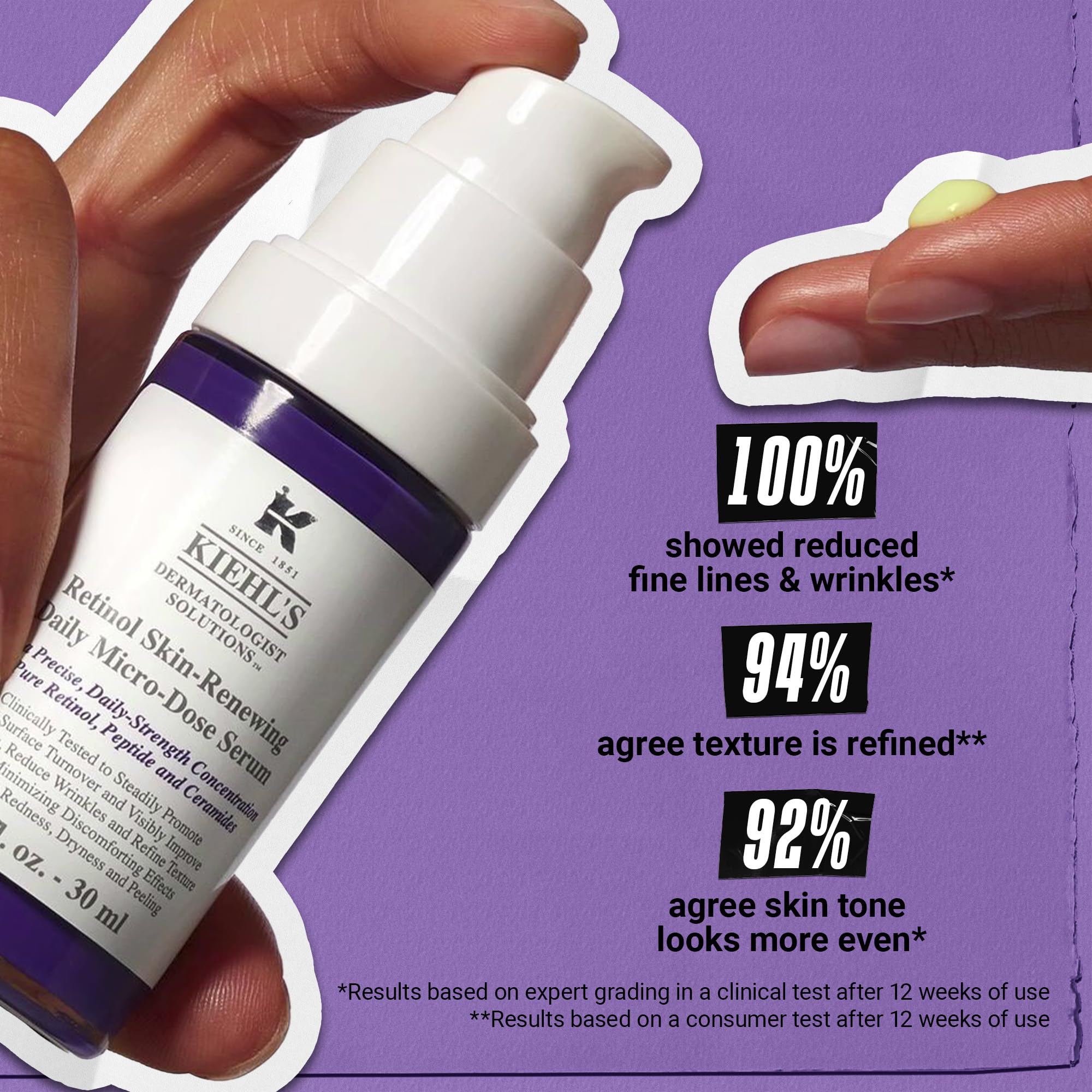 Buy now Kiehl's Daily Micro-Dose Anti-Aging Retinol Facial Serum, Reduces Wrinkles, Firms Skin, Evens Skin Tone, Youth Renewing & Hydrating Formula, with Retinol & Ceramides, Paraben-free, Fragrance-free at indiglob india