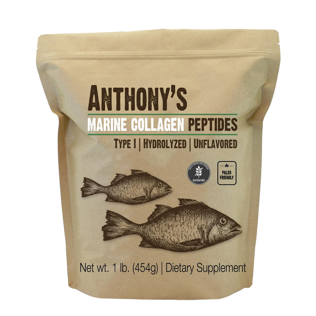 Anthony's Hydrolyzed Marine Collagen Peptides, Gluten-Free, Paleo and Keto Friendly, Unflavored, 1-Pound (Pack of 2)
