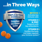 Emergen-C Vitamin C 750mg Immune Support Gummies, Orange, 45 Gummies | BetaVia Immune Plus, Vitamin D, B Vitamins, Zinc and Manganese, Triple Action, Chewable Gummies