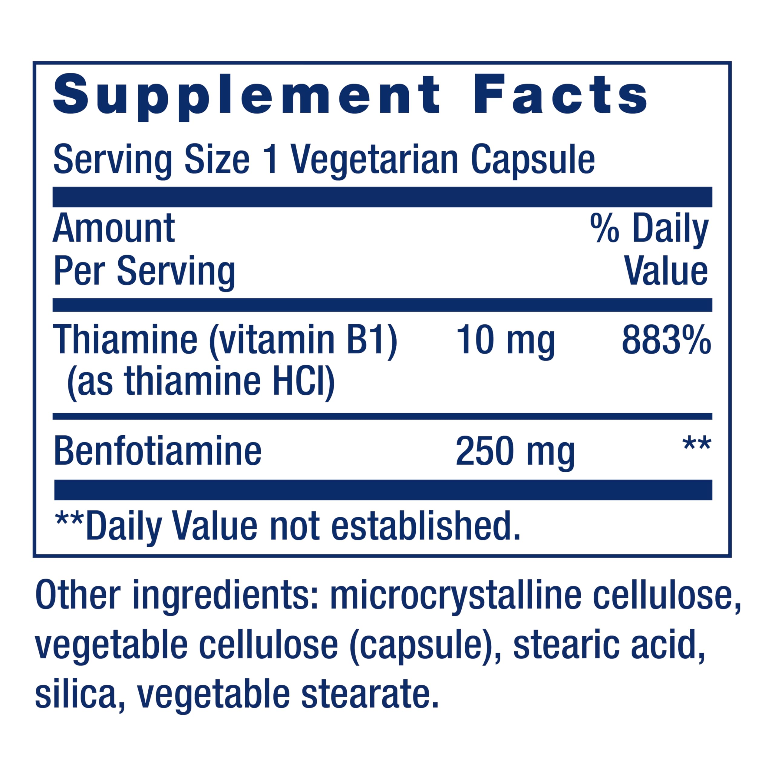 Life Extension Mega Benfotiamine, 250 mg, 120 Capsules | Fat-Soluble Thiamine, Ultra-Bioavailable Vitamin B1, Gluten-Free, Non-GMO & Vegetarian