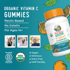 MARYRUTH'S USDA Organic Vitamin C Gummies, Antioxidant, Non-GMO, 60 Count | Vegan Chewable for Ages 14+, Immune Support & Overall Wellness, Gluten Free