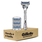 Gillette SkinGuard Razors, 1 Gillette Razor, 4 Razor Blade Refills, Designed for Men with Skin Irritation, Razor Bumps, and Sensitive Skin