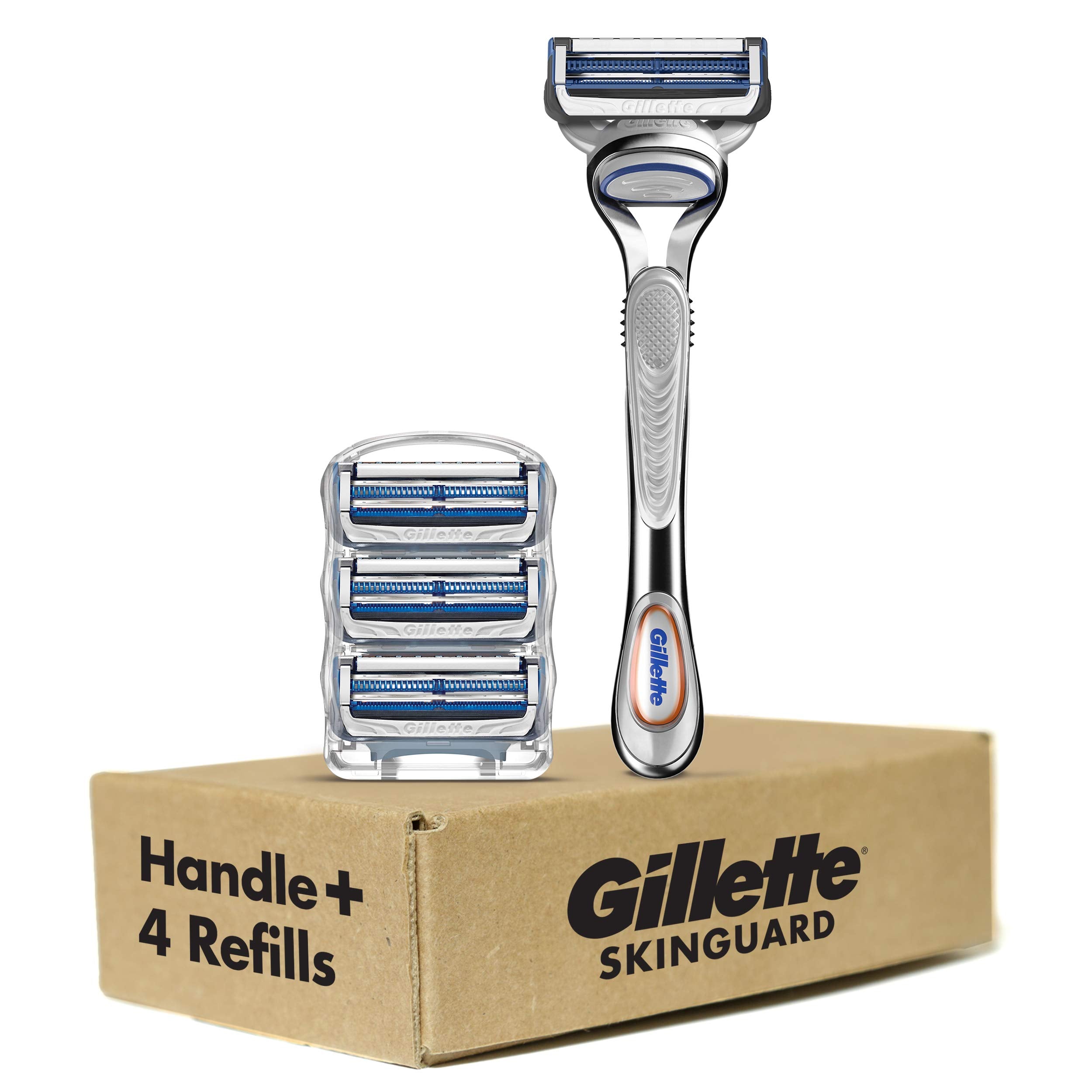Gillette SkinGuard Razors, 1 Gillette Razor, 4 Razor Blade Refills, Designed for Men with Skin Irritation, Razor Bumps, and Sensitive Skin