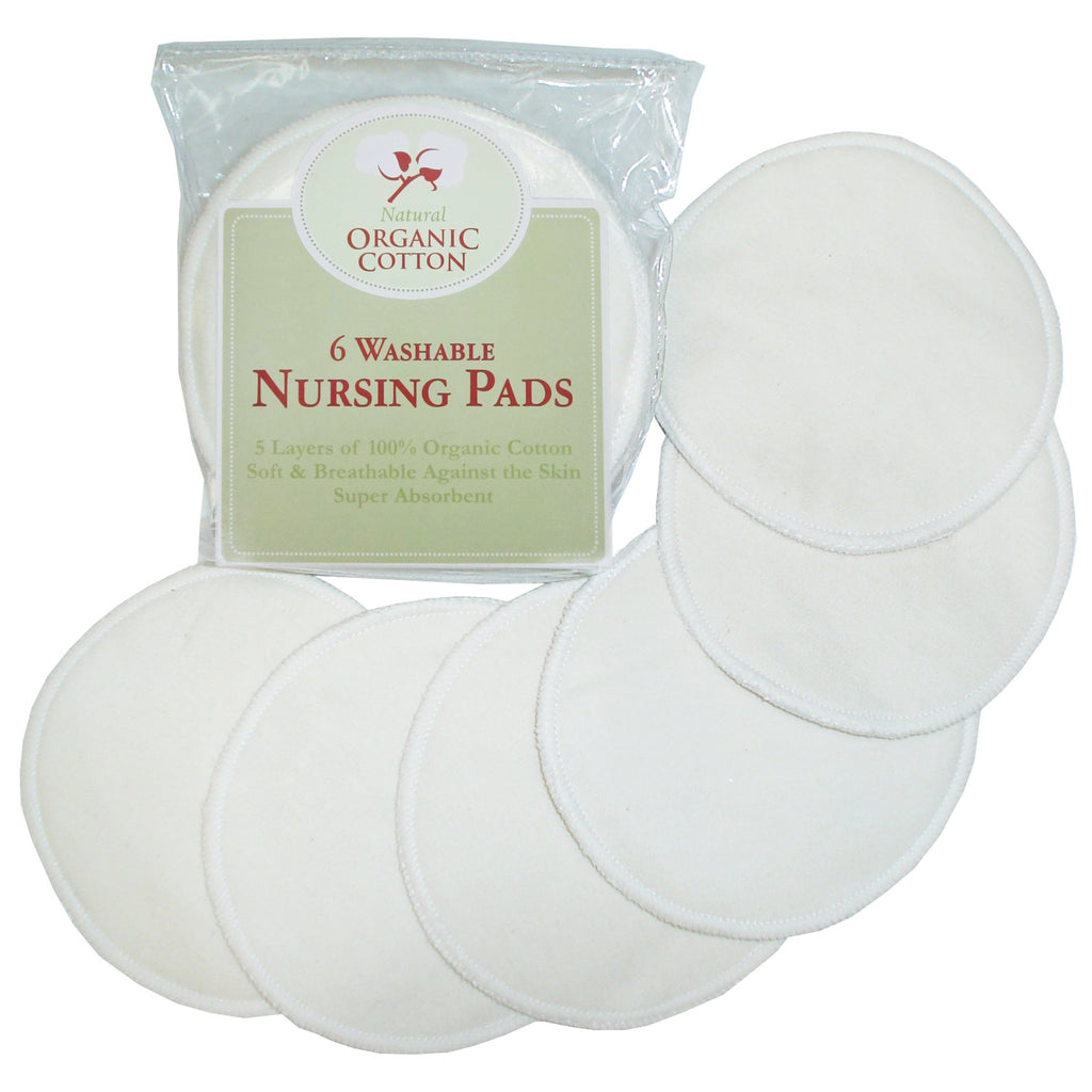 TL Care Nursing Pads Made with Organic Cotton - Soft, Breathable, Absorbent & Washable, Natural Color, 12 Count