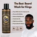 Melanin Kings Beard Wash & Conditioner Set for Black Men – Gently Cleanse, Hydrate & Soften Coarse, Dry and Curly Beards – African Oil Blend with Baobab, Marula, Argan & Jojoba
