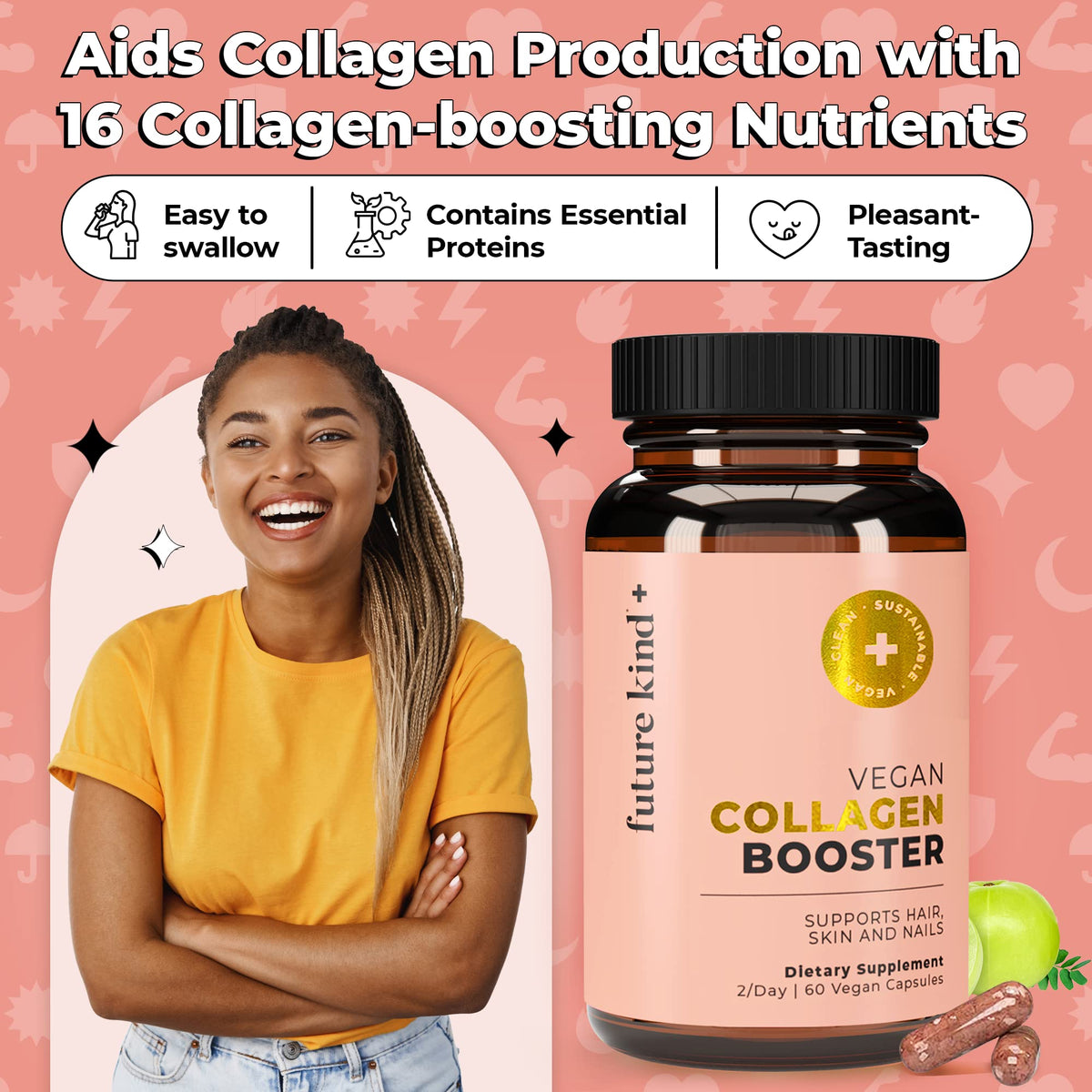 Future Kind Vegan Collagen Booster with Biotin & Vitamin C, 60ct