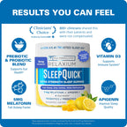 Relaxium SleepQuick Gummies, Sleep Aid, 5 mg Melatonin, D-3, Lemon, 60ct | Gut Health & Immune Support, Prebiotic Probiotic Blend, Gluten & Drug Free