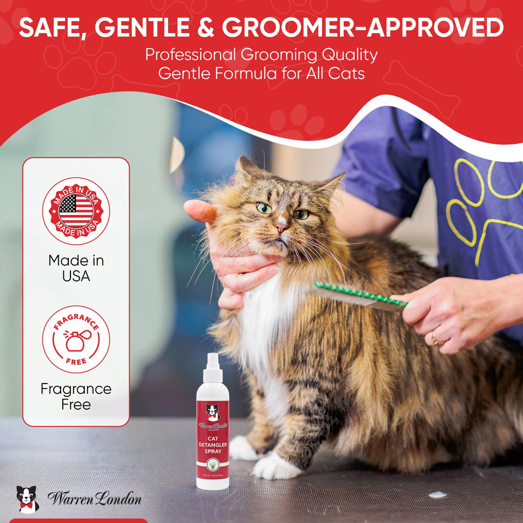 Warren London Cat Detangler Spray, Unscented Leave-in Conditioner, 8 oz