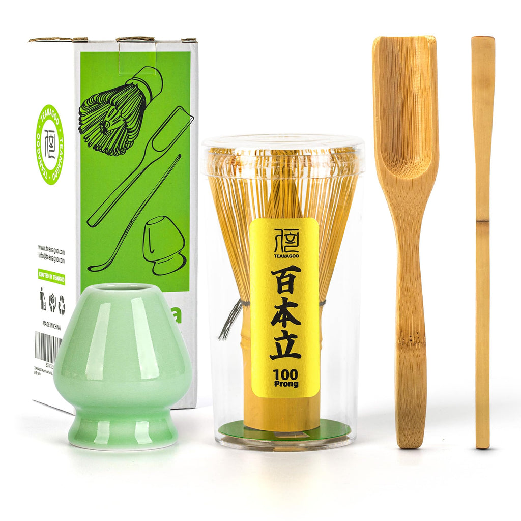 Buy now TEANAGOO MA-01 Japanese Matcha Ceremony Accessory, Matcha Whisk (Chasen), Traditional Scoop (Chashaku), Tea Spoon, Whisk Holder, The Perfect Set to Prepare a Traditional Cup of Matcha.… at indiglob india