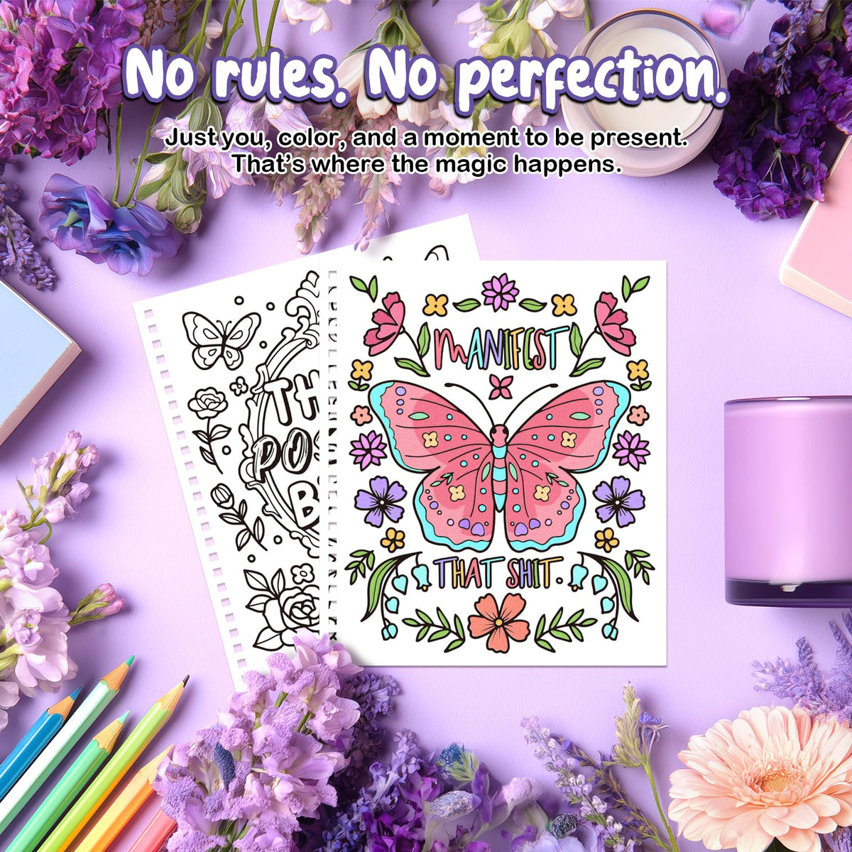 Coloring Books for Adults Relaxation Set of 2, Funny Swear Word Adult Coloring Book for Women, Relaxation Gifts for Women(Floral Design)