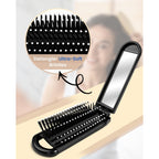 6 PCS Folding Travel Hairbrush Set with Compact Mirror for Women - Mini Pocket Brush with Mirror for Purse and Girls