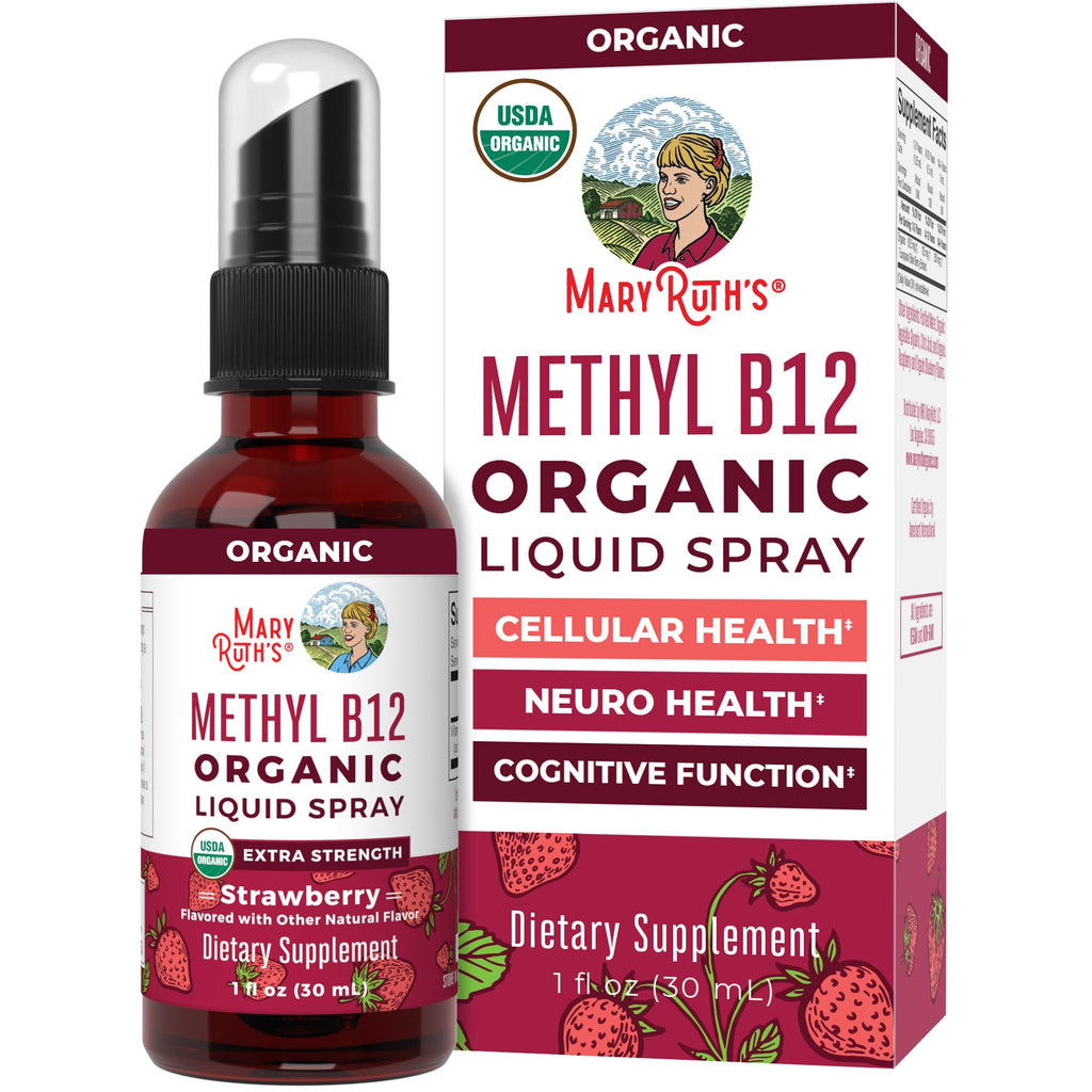 MARYRUTH'S Organic Methyl B12 Spray, 1,500 mcg B12 Per Serving, 1 Fl Oz | Energy Metabolism Support, Gluten Free, Vegan, Non-GMO