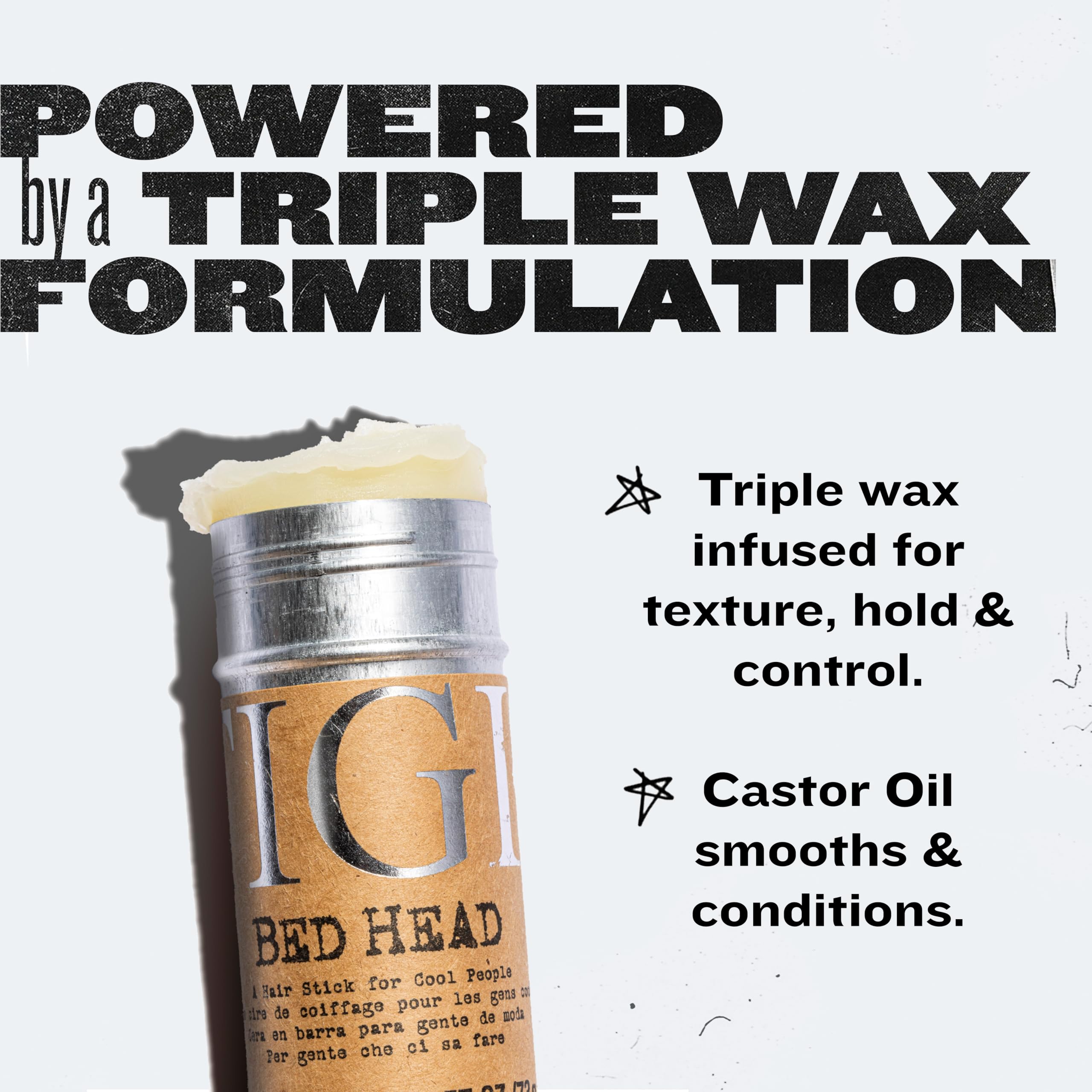 Bed Head by TIGI Hair Wax Stick – Professional Hair Styling Wax for High-Definition Texture & All-Day, Humidity-Resistant Hold, 2.57 oz