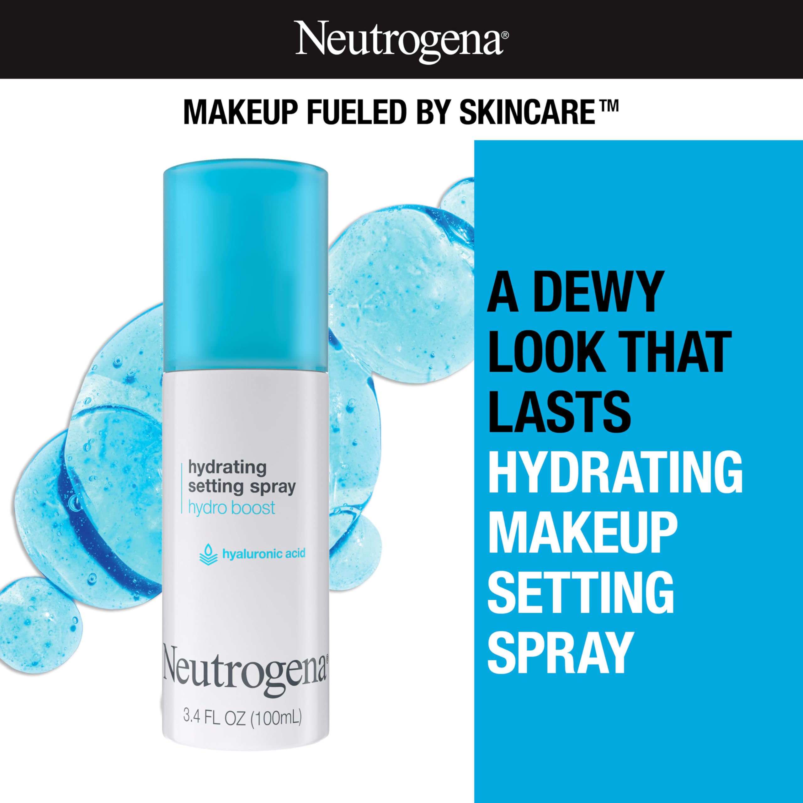 Buy now Neutrogena Hydro Boost Hydrating Makeup Setting Spray with Hyaluronic Acid, Setting Spray for Smooth, Dewy Skin, Fragrance Free, Non-Comedogenic & Hypoallergenic, 3.4 fl. oz at indiglob india