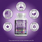 Clean Resveratrol Supplement | Berberine Grape Seed Extract Quercetin Green Tea Extract Acai Noni Polyphenol Supplement for Women & Men N-Acetyl Cysteine