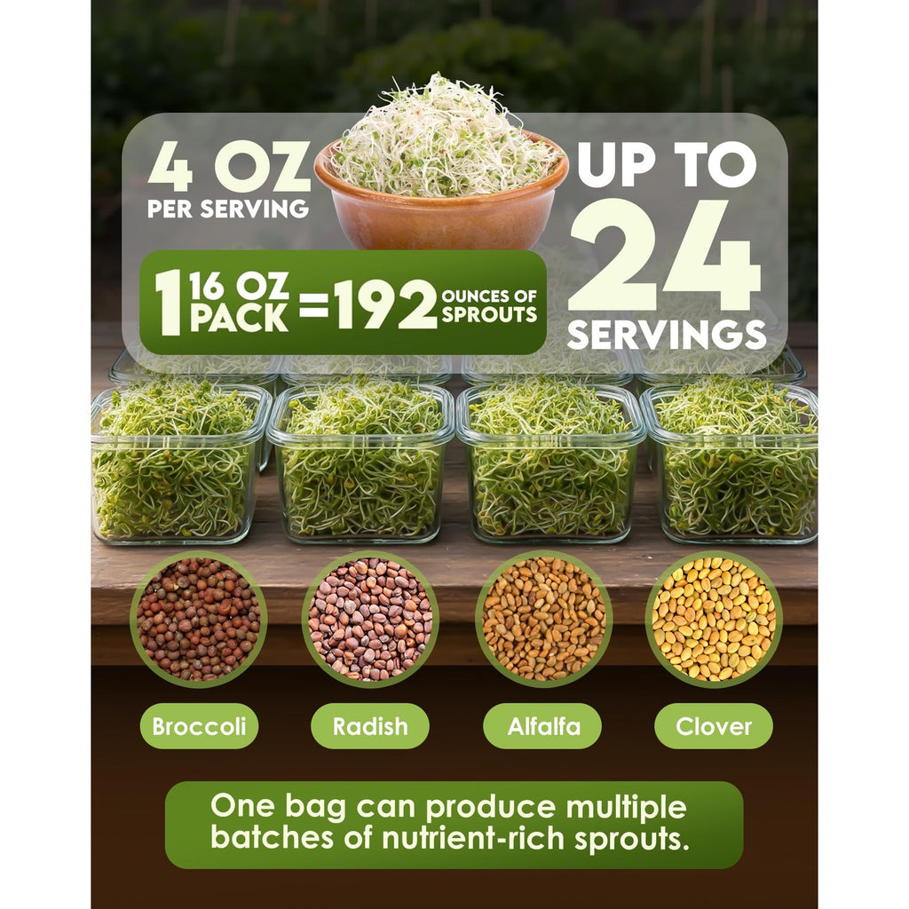 Nature Jim's Sprouts Salad Mix – Broccoli, Alfalfa, Clover, Radish, 1lb