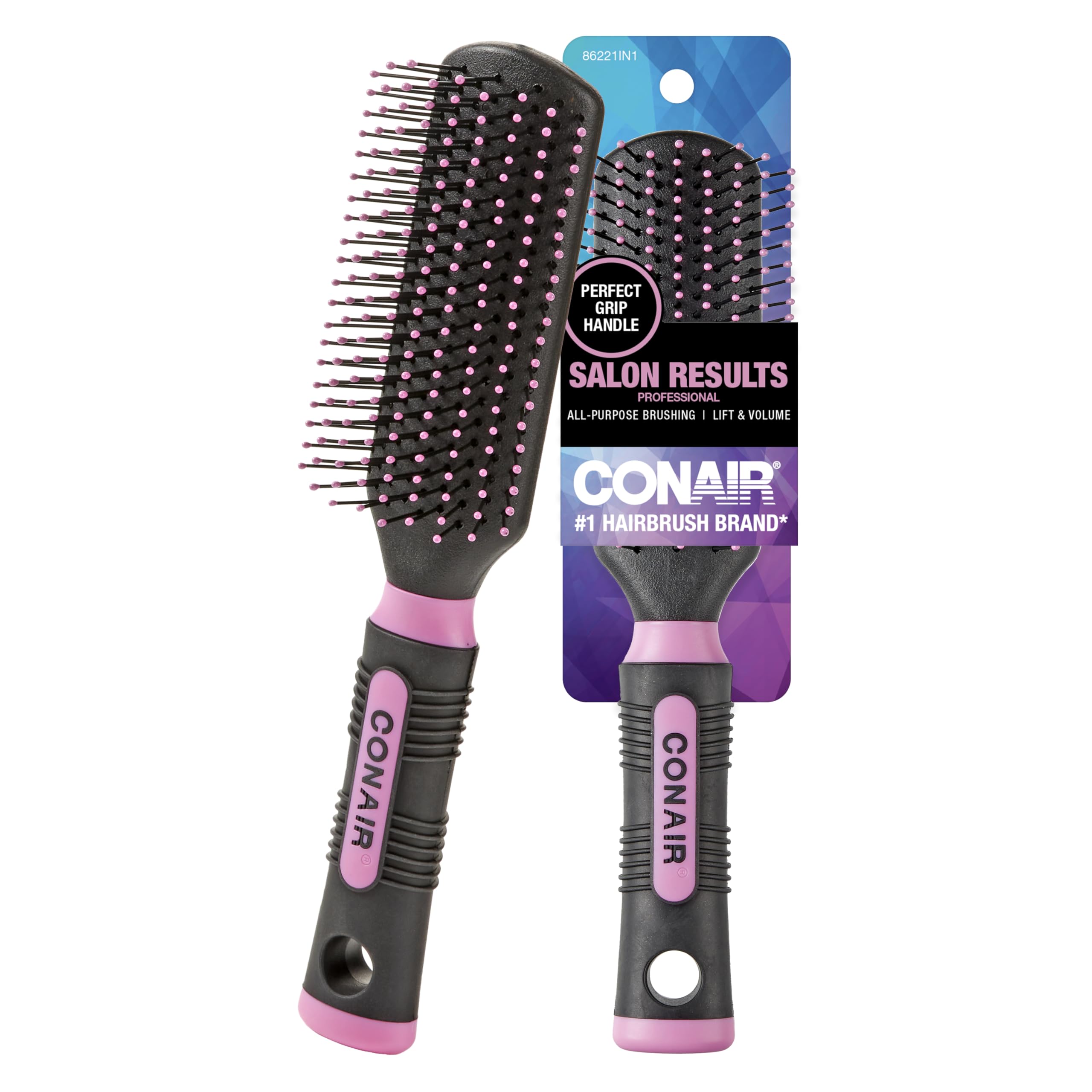 Conair Salon Results Detangling Hairbrush Set, 3-Pack Brushes for Men and Women, All Hair Types and Lengths with Nylon Bristles