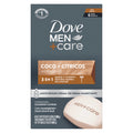 DOVE MEN + CARE Hidratante Coco + Cítricos Hand & Body Face 6 Count 3.75 oz | For dry skin, Helps hydrate and smooth skin, With coconut + citrus formula, For daily showers, Face + body shave bar