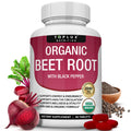 Toplux Organic Beet Root Powder Tablets - 2040mg Natural Nitric Oxide Beets to Support, Energy, Black Pepper Better Absorption, Non-GMO, for Men Women, 90 Tablets