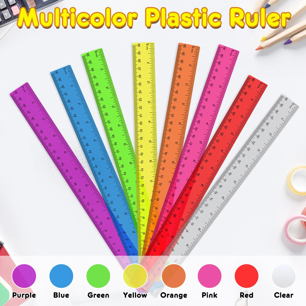 32 Pcs Clear Plastic Rulers, 12 Inch Transparent Rulers for Classroom