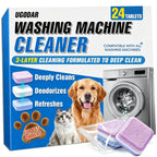 Washing Machine Cleaner Tablets 24-Pack, 3-Layer Formula Deep Cleaning, Pet Hair & Odor Removal, Residue & Build-Up Cleaner for HE, Front Load & Top Load Washers