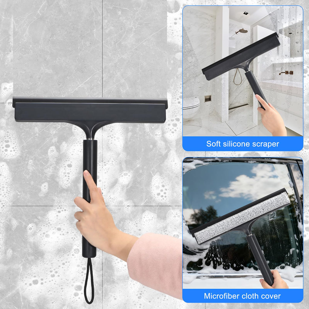wlich Shower Squeegee with Long Handle, Telescoping Window and Floor Wiper