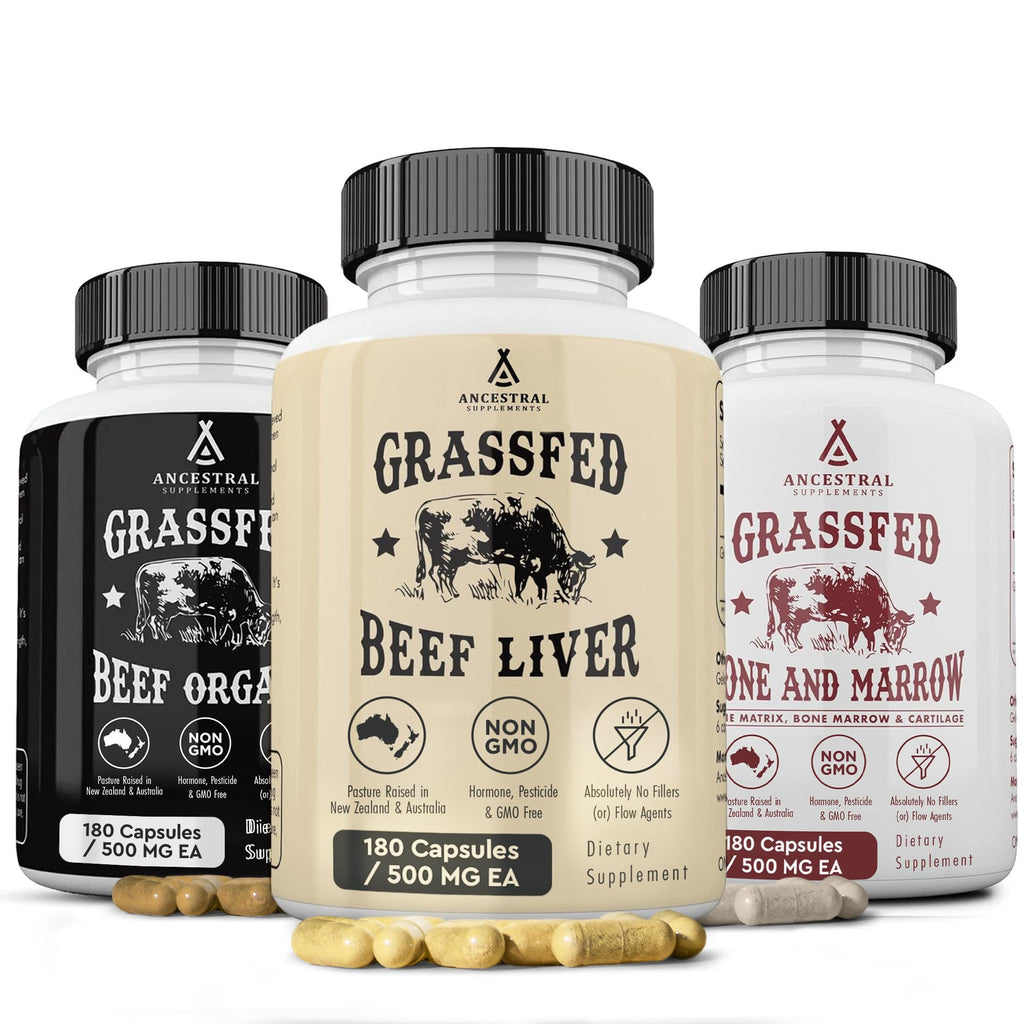 Ancestral Supplements Beef Liver Support Capsules, Iron & Energy, 180 Ct | Freeze-dried, Non-GMO Liver Rich in Heme Iron, Vitamin A & B12; Grass-fed, Desiccated, Vital Liver Support, Natural Liver