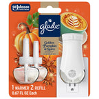 Glade PlugIns Starter Kit, Air Freshener, Golden Pumpkin & Spice, 1.34 fl oz, 1 Warmer + 2 Refills