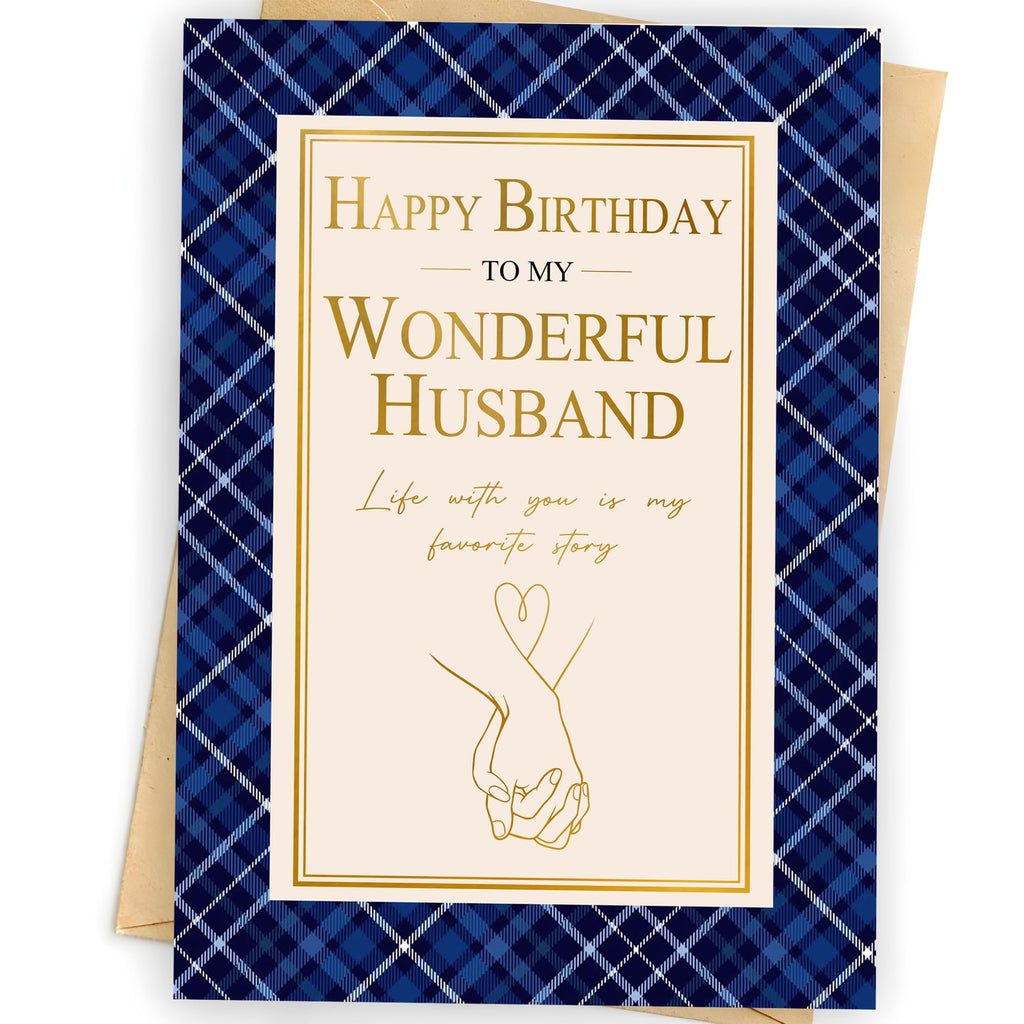 Happy Birthday Card for Husband, Romantic Birthday Card from Wife, Funny Husband Birthday Greeting Card, Heartfelt Birthday Gift for Him, 5x7 Inch Card with Envelope