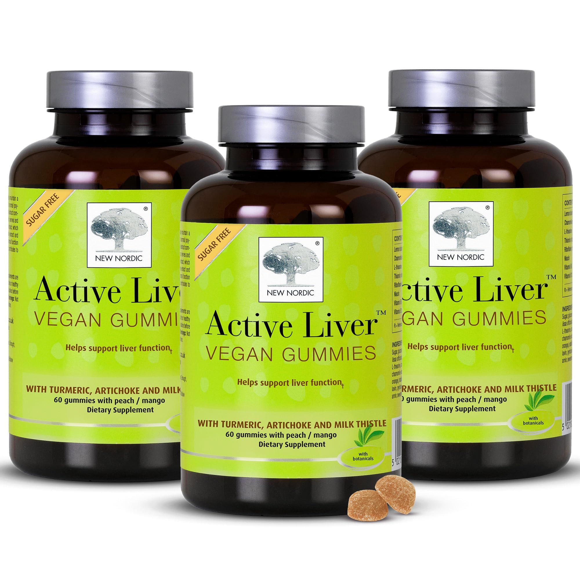 NEW Nordic Active Liver Support Gummies Supplement 180-Day Supply (3 Pack) | Sugar-free botanical gummies made with milk thistle extract and globe artichoke for daily routine integration