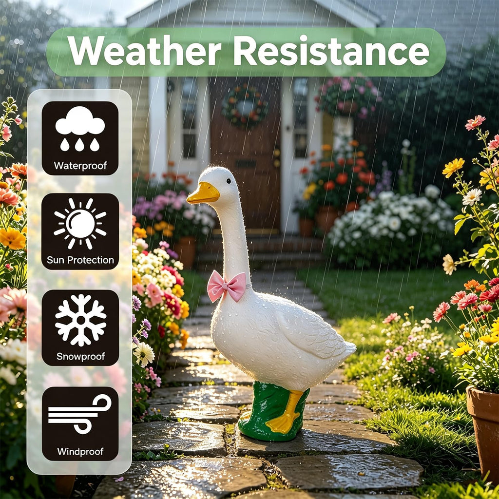 23 Inch White Large Goose Garden Statue, Plastic Geese Figurine