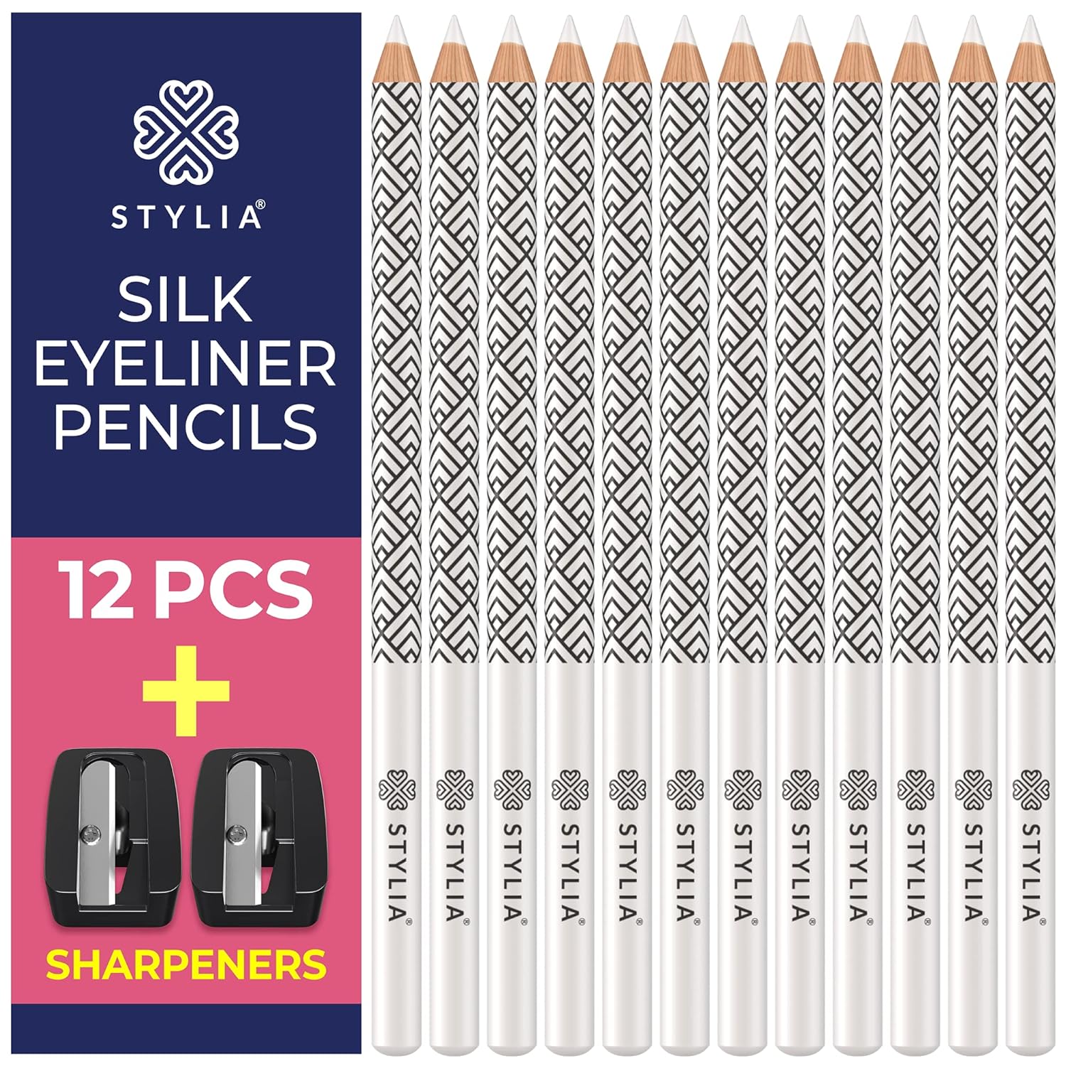 Buy now Stylia Waterproof Eyebrow Pencils For Women â€“ Long-Lasting Microblading Supplies Brow Pencil, Perfect for Eyebrow Shaper, Filling & Defining Natural-Looking Brow - (12PC Black) White at indiglob india