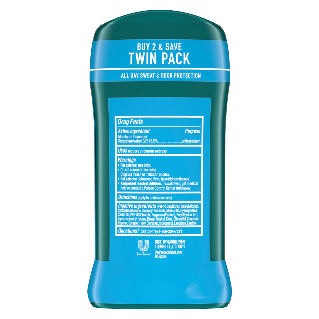 Degree Men Original Antiperspirant Cool Rush Twin Pack Sweat 2 Pack 2.7 oz | 48-Hour Sweat & Odor Protection for Men