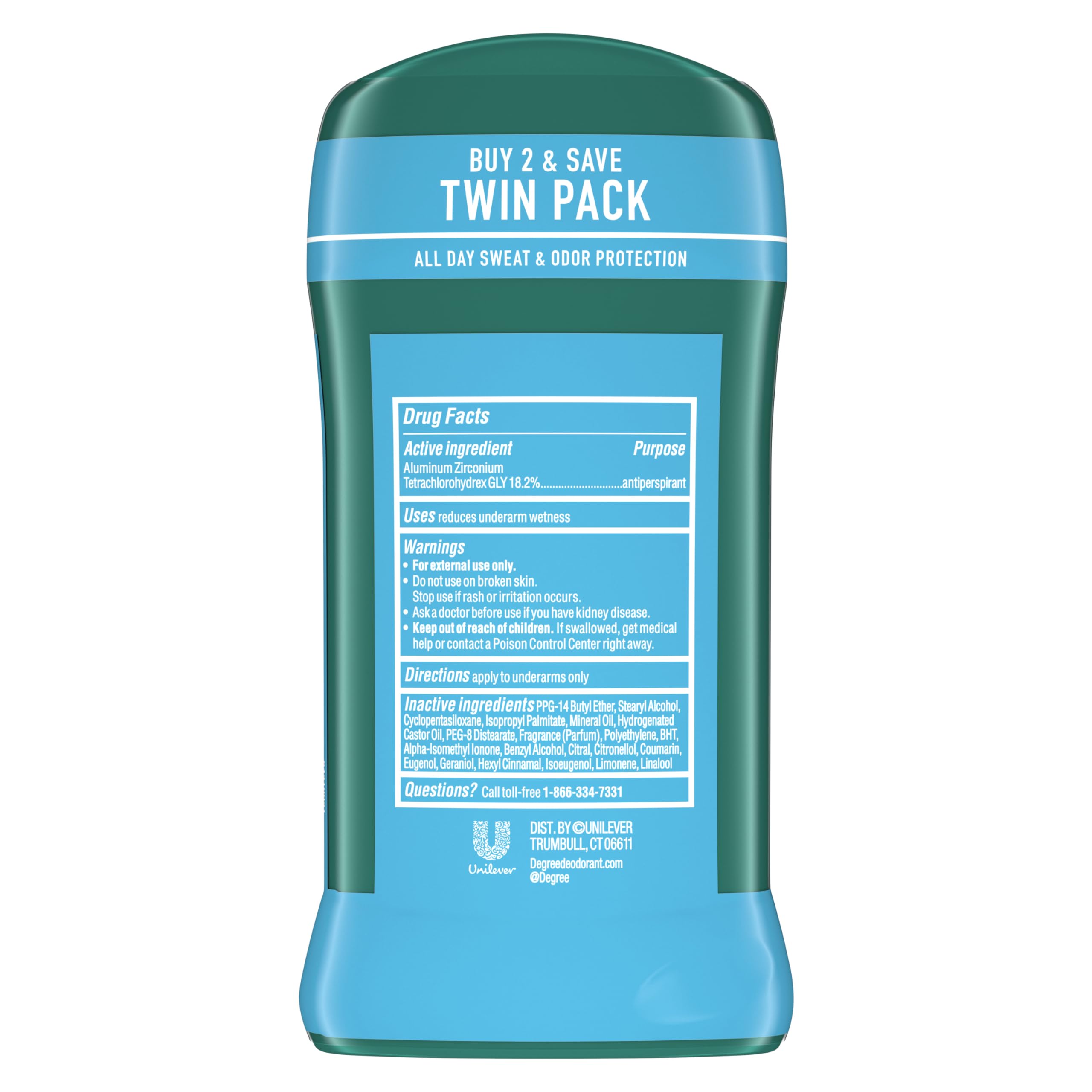 Degree Men Original Antiperspirant Cool Rush Twin Pack Sweat 2 Pack 2.7 oz | 48-Hour Sweat & Odor Protection for Men