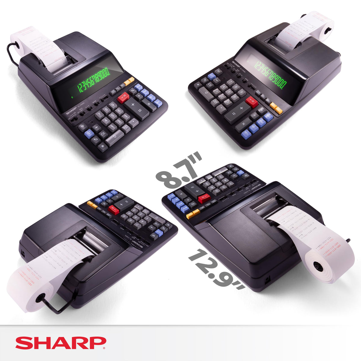 Sharp 12-Digit Two-Color Print Calculator, Black (EL2196BL)
