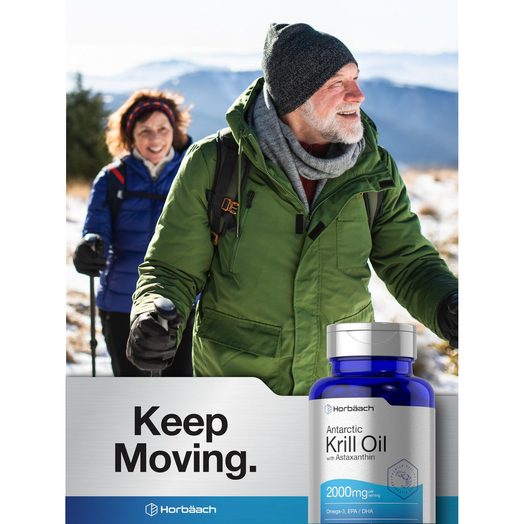 Horbäach Antarctic Krill Oil 2000mg | 60 Softgel Capsules | Omega-3, EPA, DHA Supplement | with Astaxanthin | Non-GMO, Gluten Free